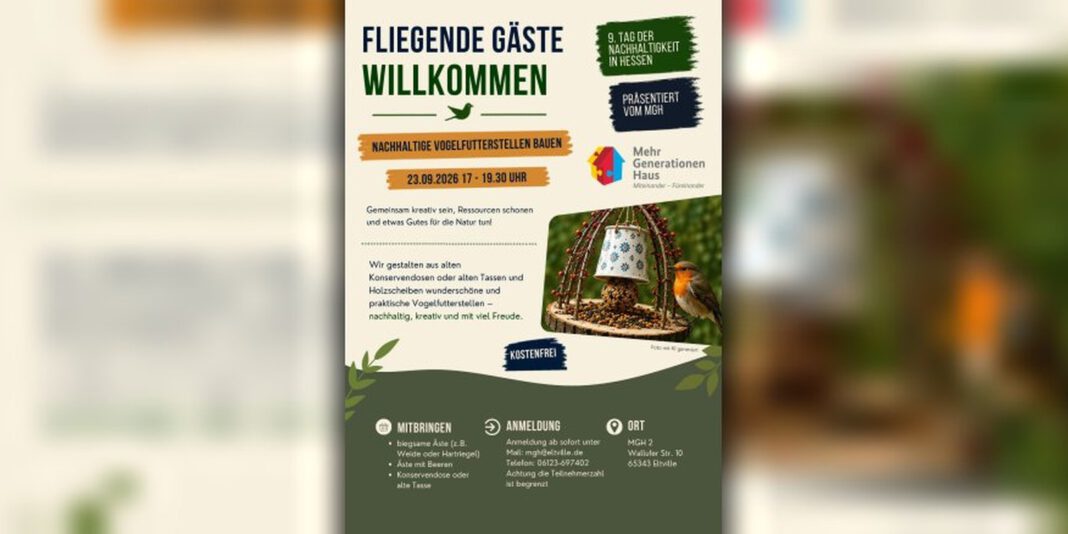 Eltville veranstaltet Bauworkshop für Vogelfutterstellen aus Altmaterial